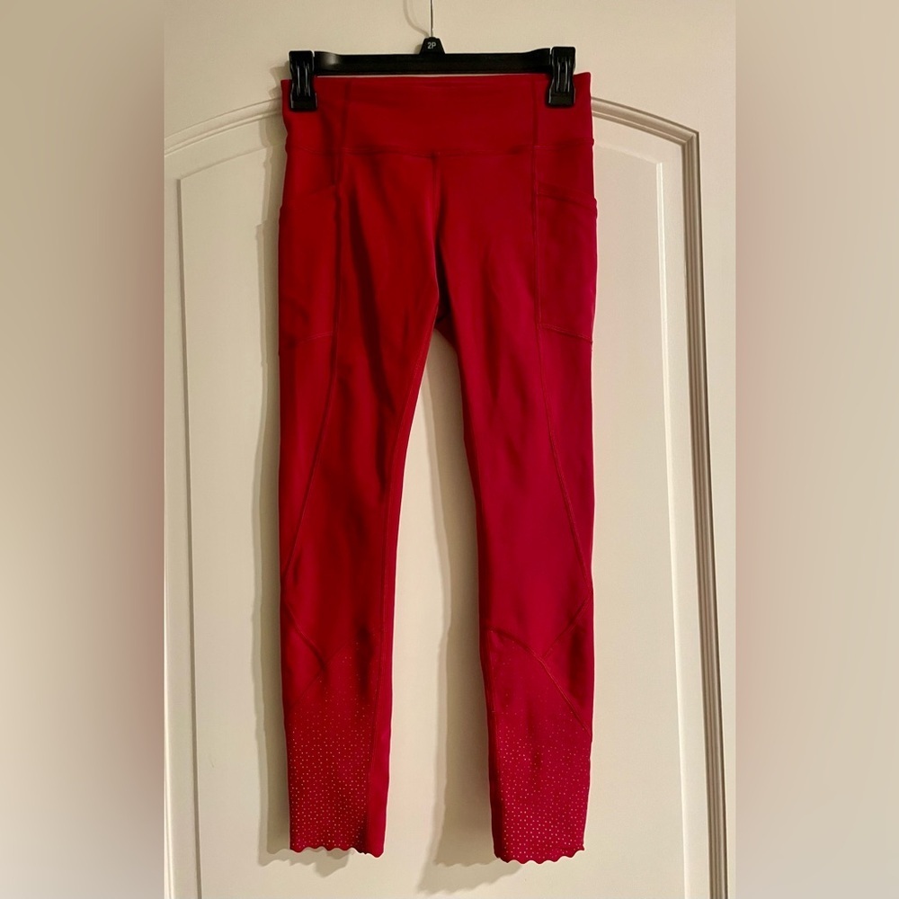 lululemon athletica Red High-Rise Leggings with Laser-Cut Hem